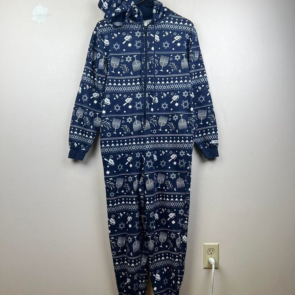 Fabletics Hanukkah Onesie with White Holiday-Themed Pattern  Size S